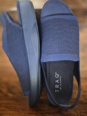 Traq by Alegria Navy Knit Slingback Sandals